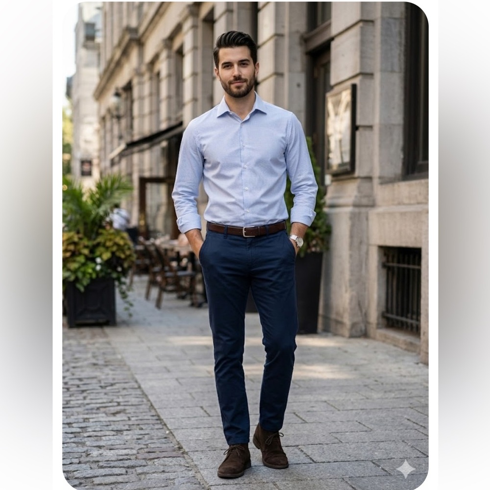 Calvin Klein Sky Blue Casual Button Down Shirt